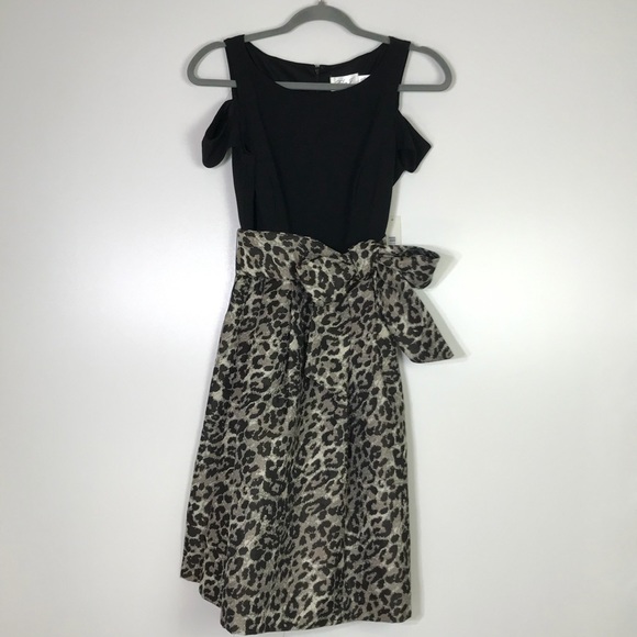 Eliza J Cold Shoulder Cheetah Skirt Dress 4 - Picture 3 of 7
